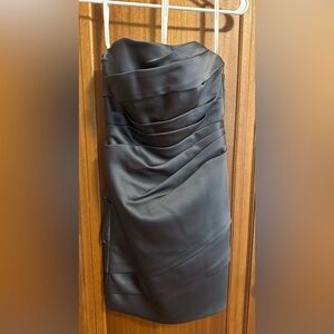 Size 2 David’s Bridal Strapless Pleated Dress Platinum